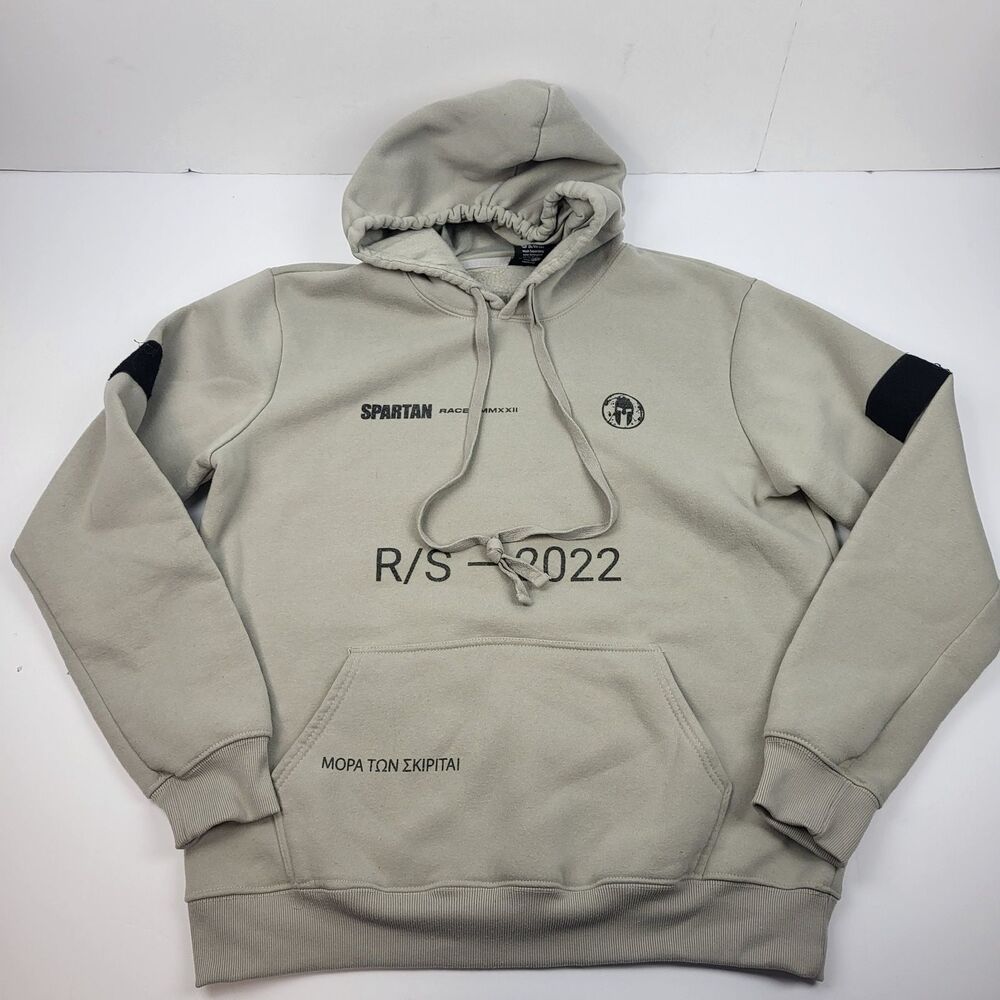 Spartan Race Sweatshirt Gray Hoodie Craft Sweater Pullover Pockets Size L